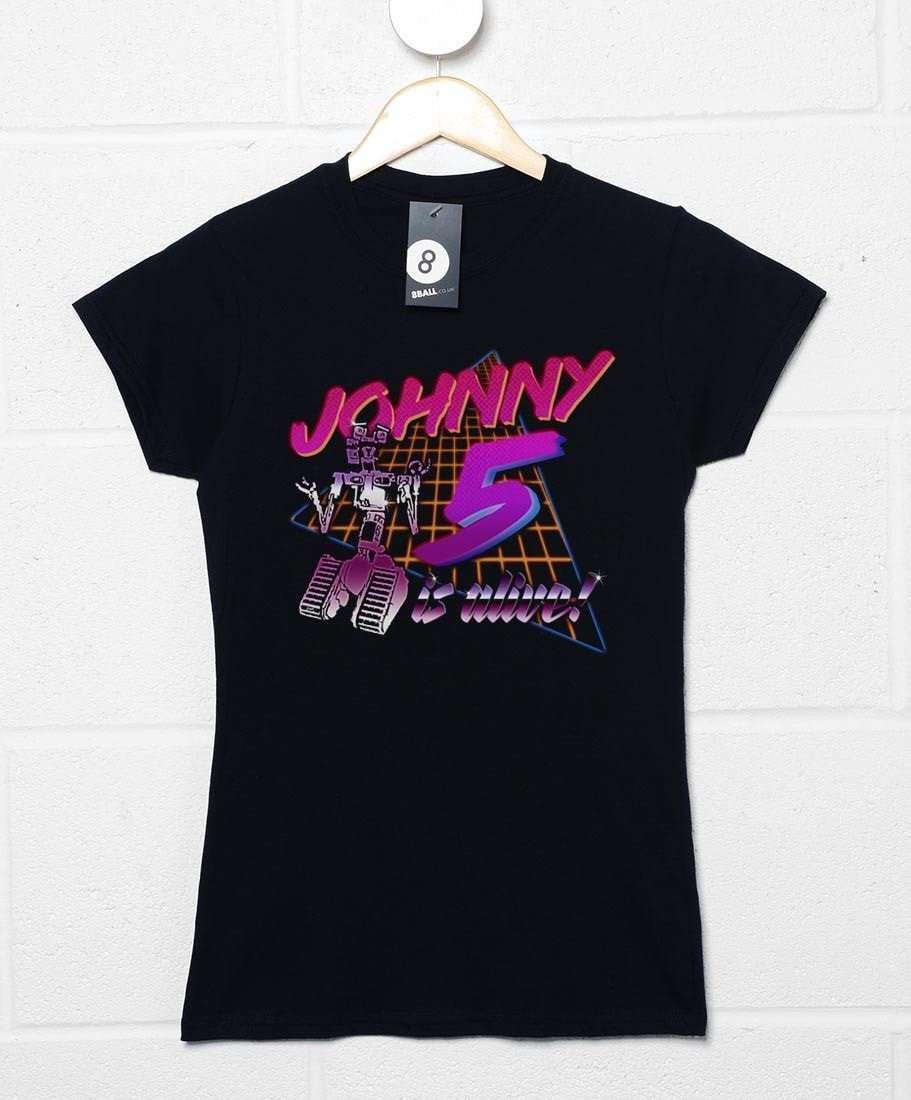 80's Style Johnny 5 Is Alive Fitted Womens T-Shirt 8Ball