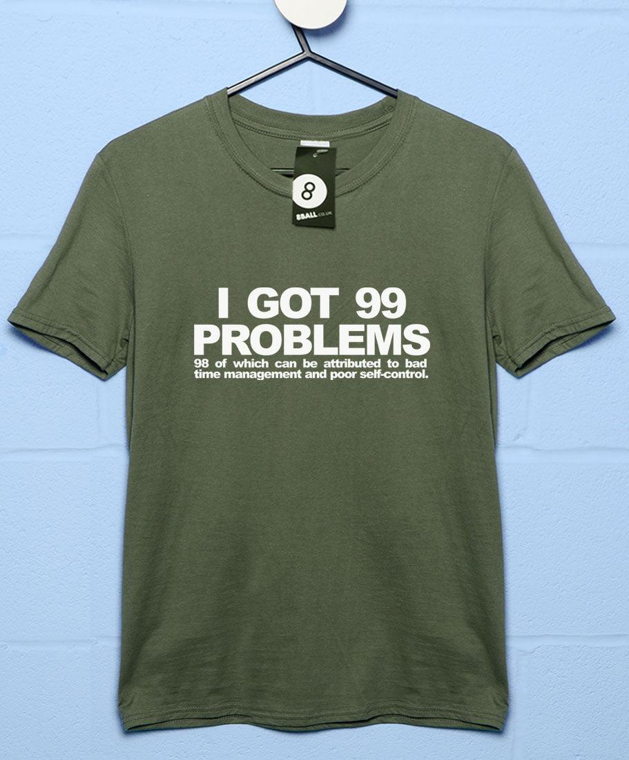 99 Self-Inflicted Problems Mens T-Shirt 8Ball