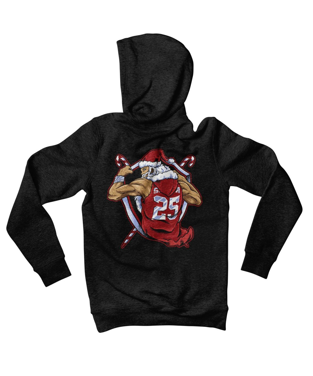 Athletic Old Man Santa Back Printed Christmas Hoodie For Men and Women 8Ball
