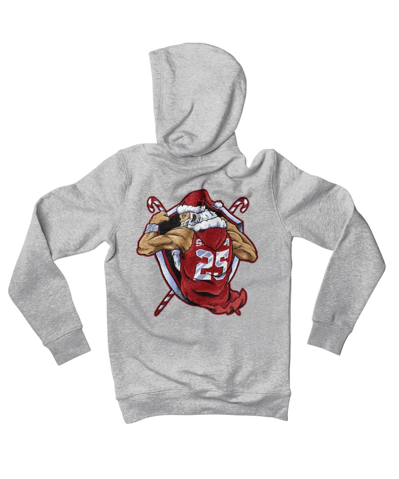 Athletic Old Man Santa Back Printed Christmas Hoodie For Men and Women 8Ball