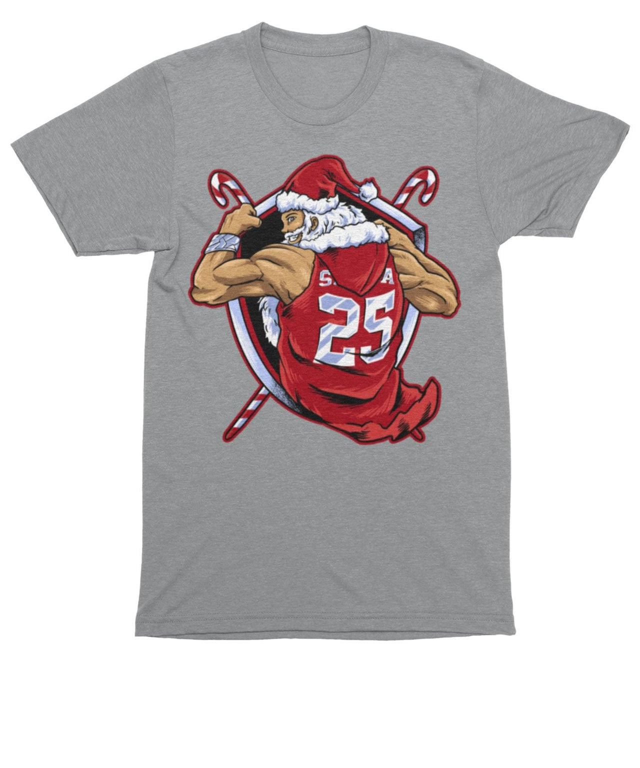 Athletic Old Man Santa Unisex Christmas Mens T-Shirt 8Ball