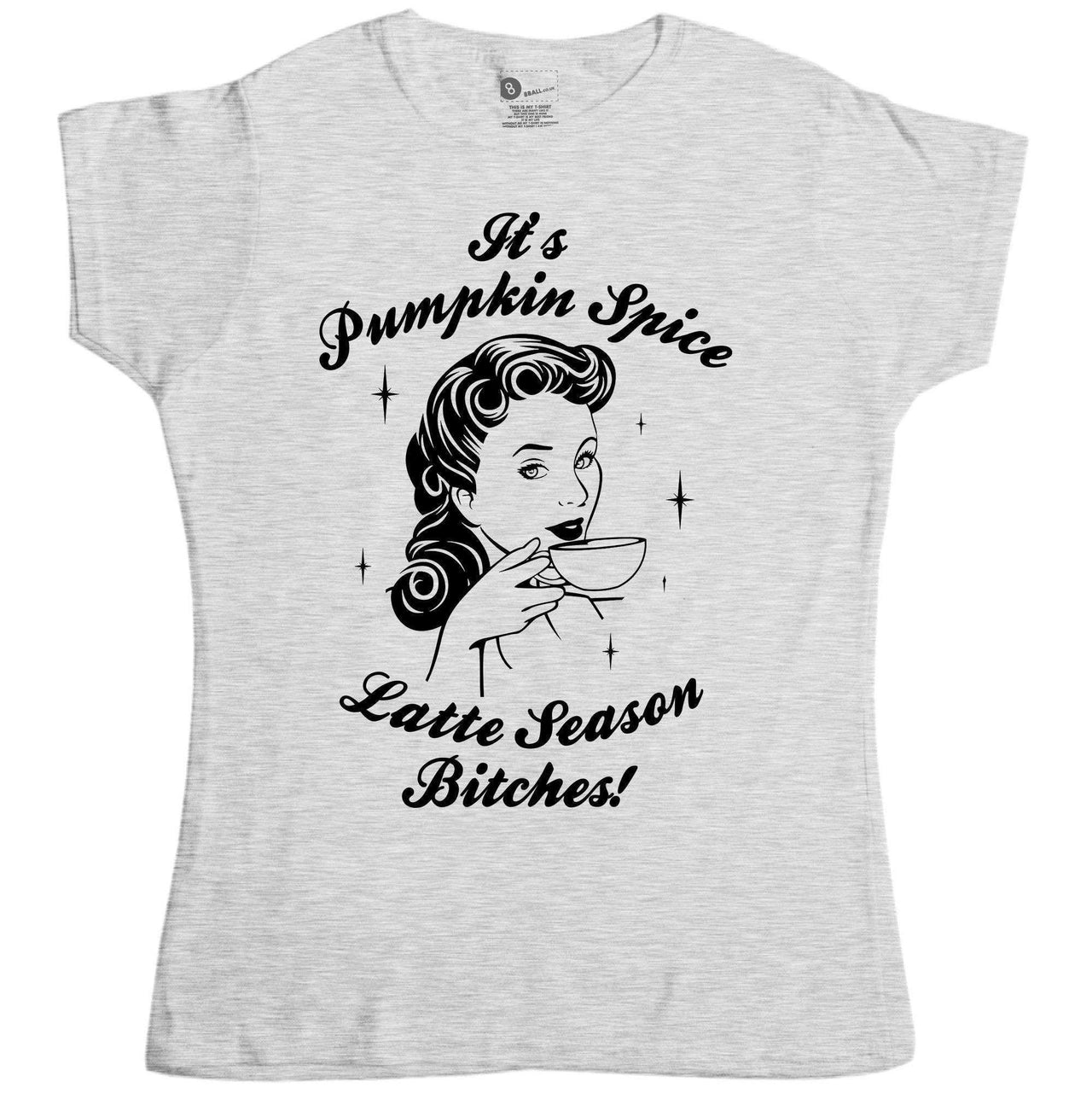 Autumn Pumpkin Spice Latte Season Illustration Womens Fitted T-Shirt 8Ball