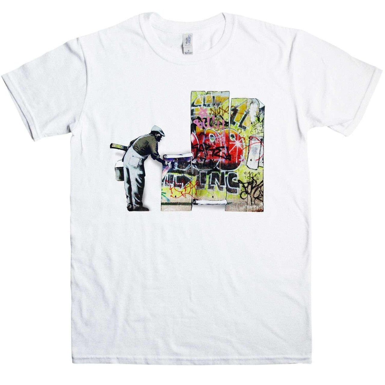 Banksy Grafitti Wallpaper Mens T-Shirt 8Ball