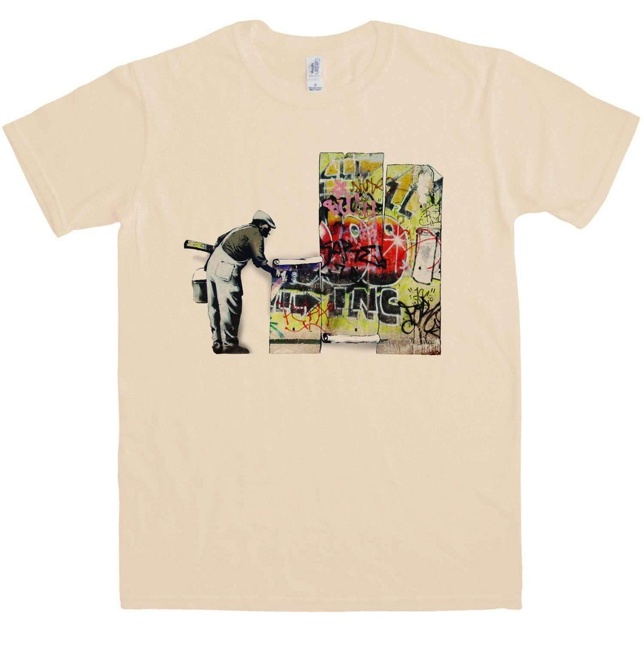 Banksy Grafitti Wallpaper Mens T-Shirt 8Ball