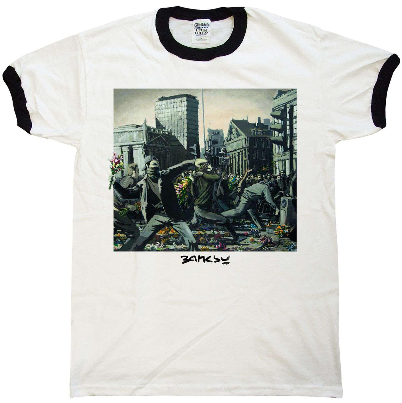 Banksy Ringer Ringer Riot Painting Graphic T-Shirt For Men 8Ball