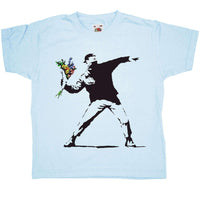 Thumbnail for Banksy Throwing Flowers Childrens T-Shirt 8Ball