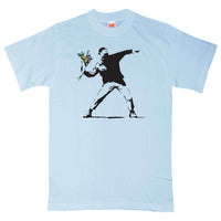 Thumbnail for Banksy Throwing Flowers Mens Graphic T-Shirt 8Ball