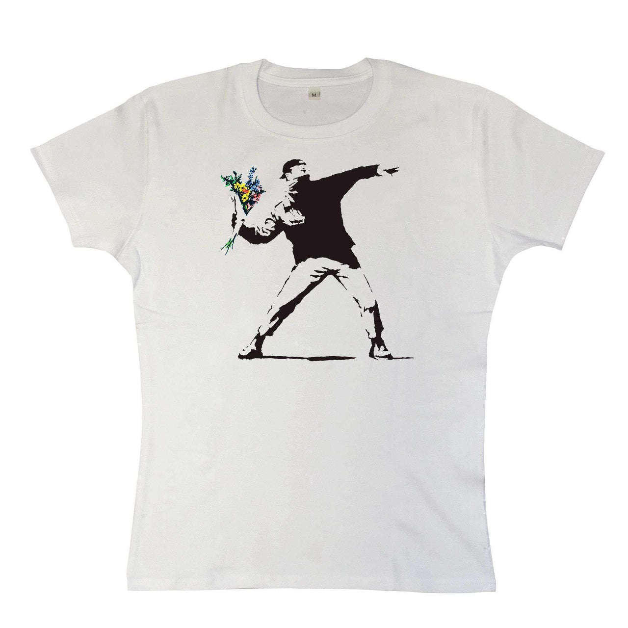 Banksy Throwing Flowers Womens Style T-Shirt 8Ball