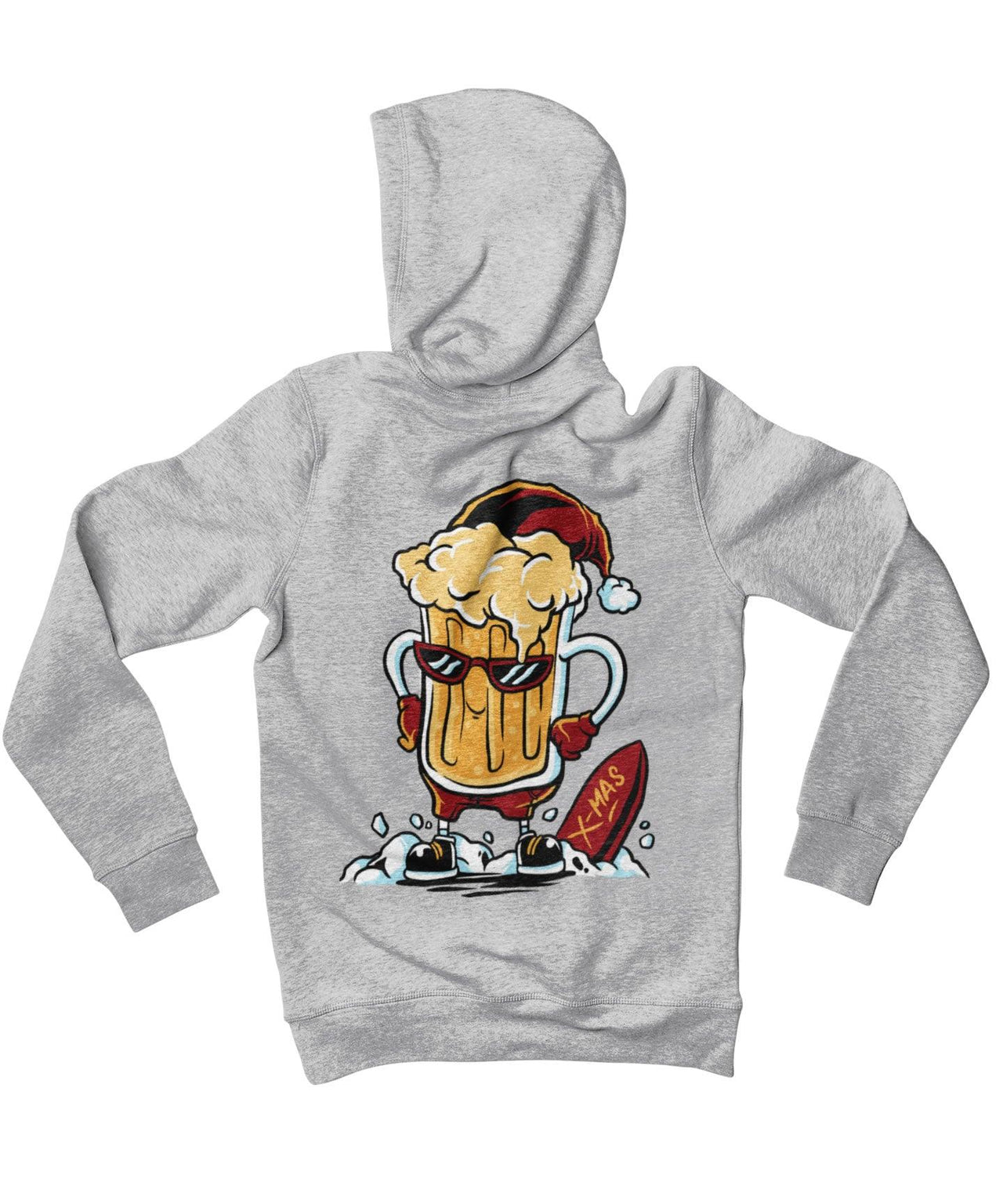 Christmas Beer Fun Santa Back Printed Christmas Hoodie For Men and Women 8Ball
