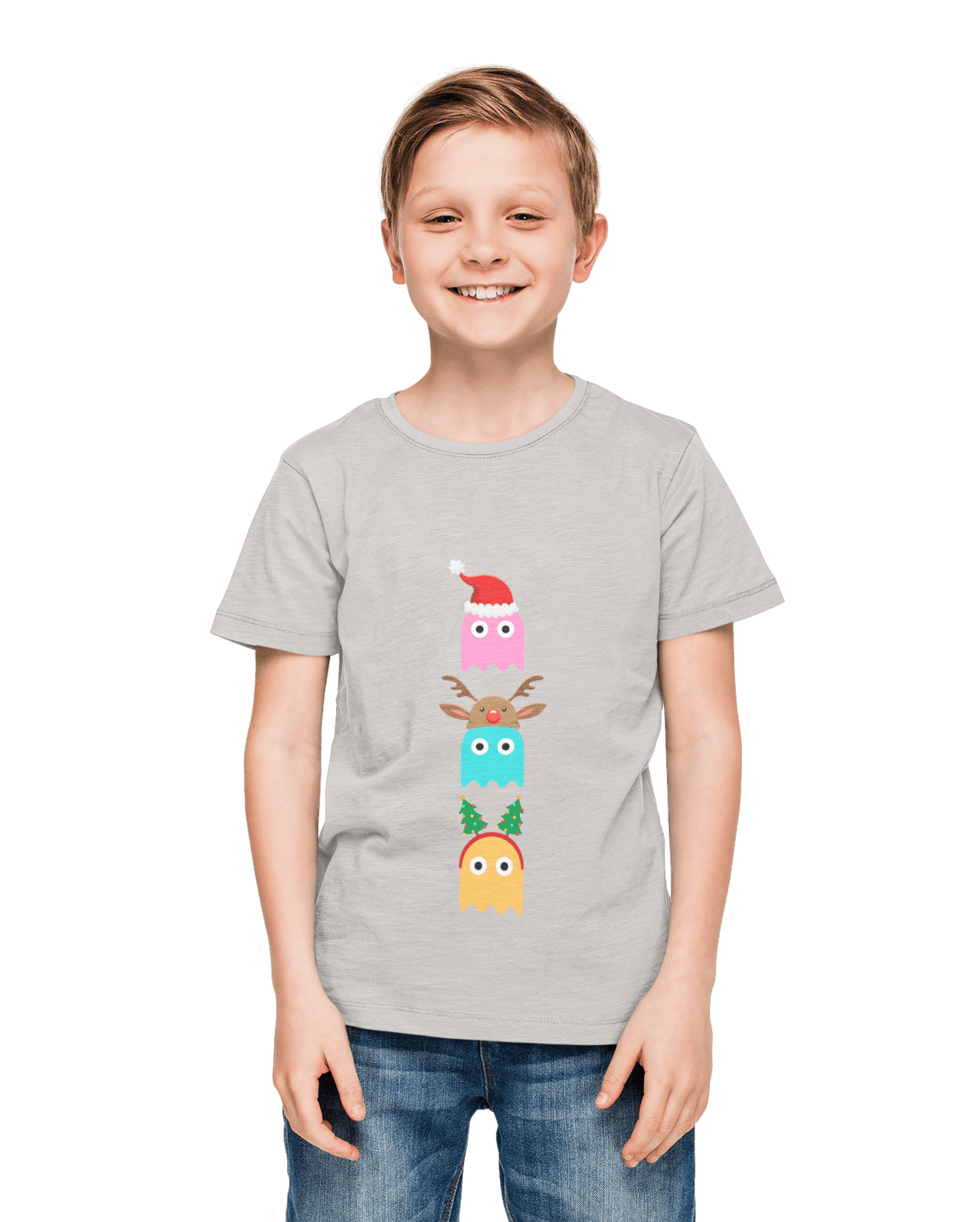 Christmas Ghost Munching Kids Graphic T-Shirt 8Ball
