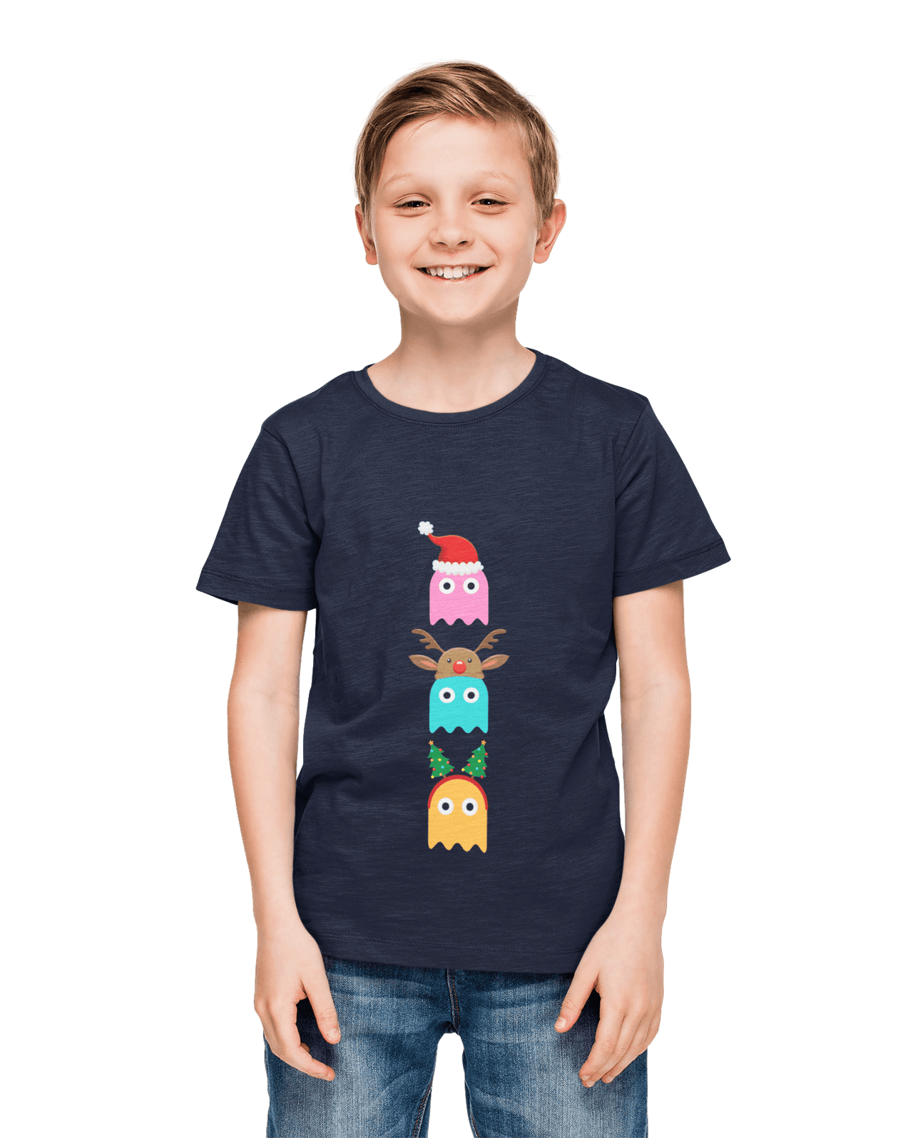 Christmas Ghost Munching Kids Graphic T-Shirt 8Ball