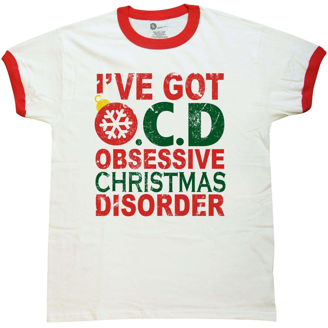 Christmas Men's OCD Obsessive Christmas Disorder T-Shirt For Men 8Ball