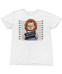 Thumbnail for Chucky Mugshot Horror Film Tribute Unisex T-Shirt 8Ball
