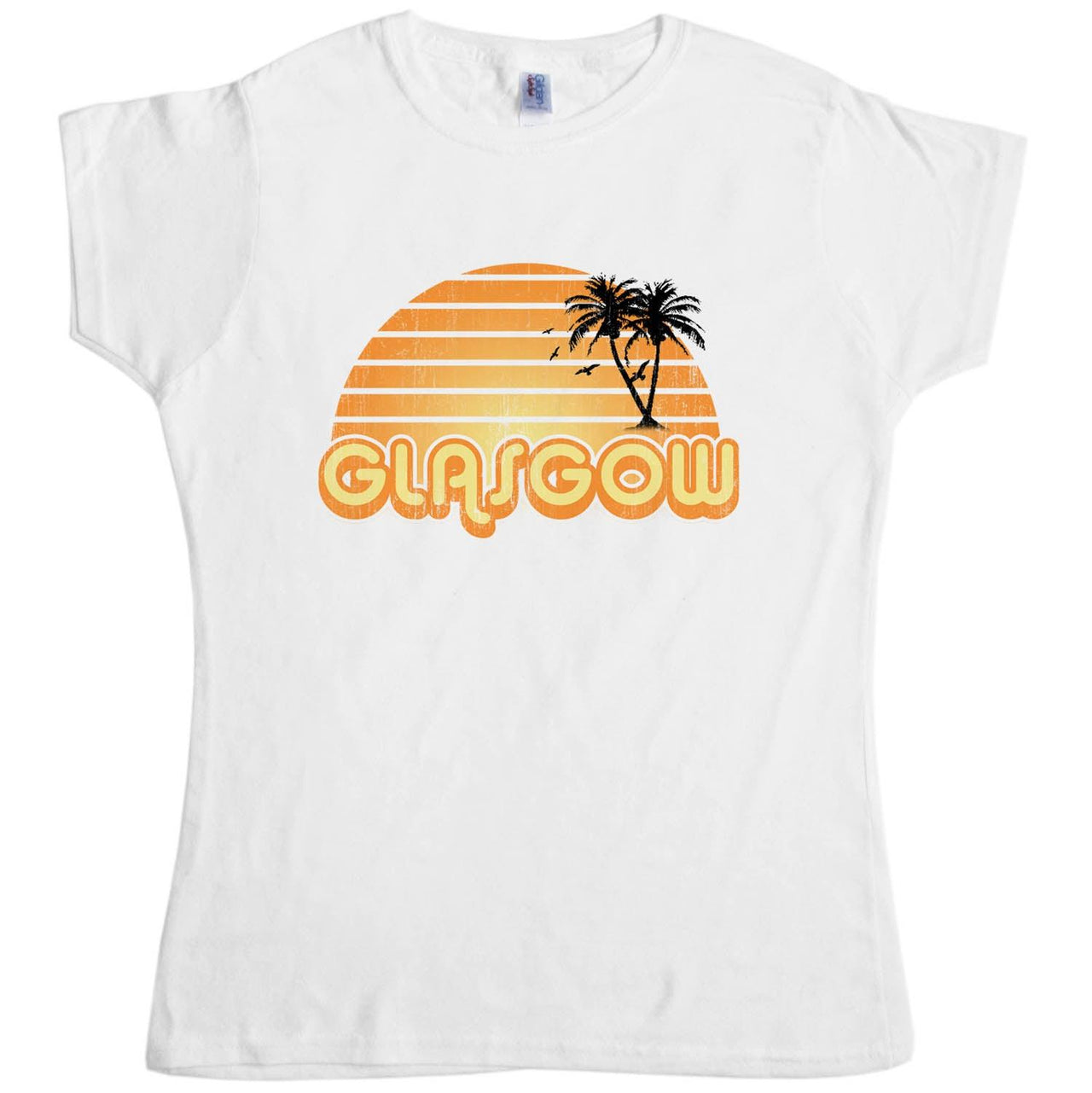 City Sunset Glasgow Fitted Womens T-Shirt 8Ball