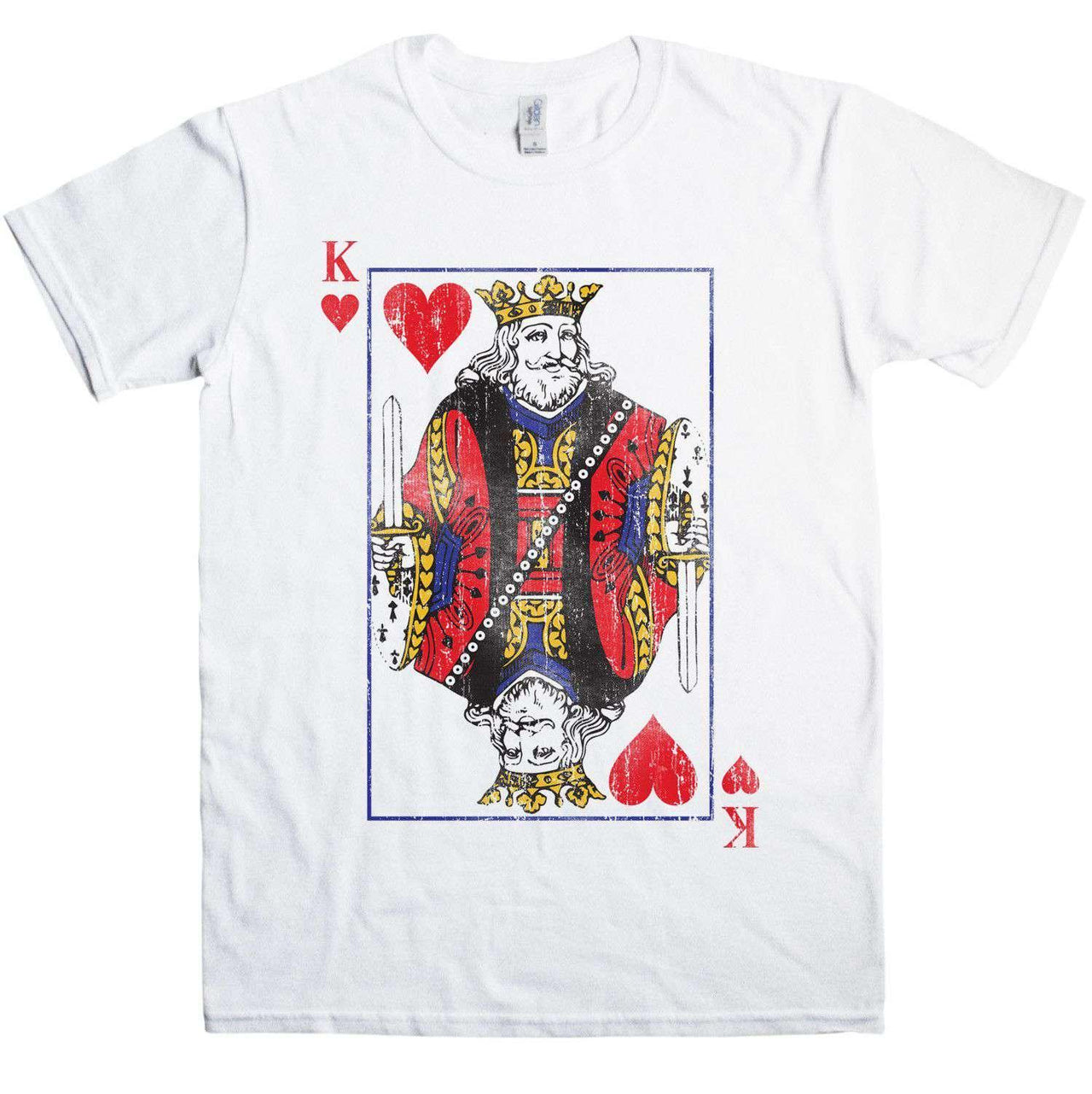 Distressed King Of Hearts Mens T-Shirt 8Ball