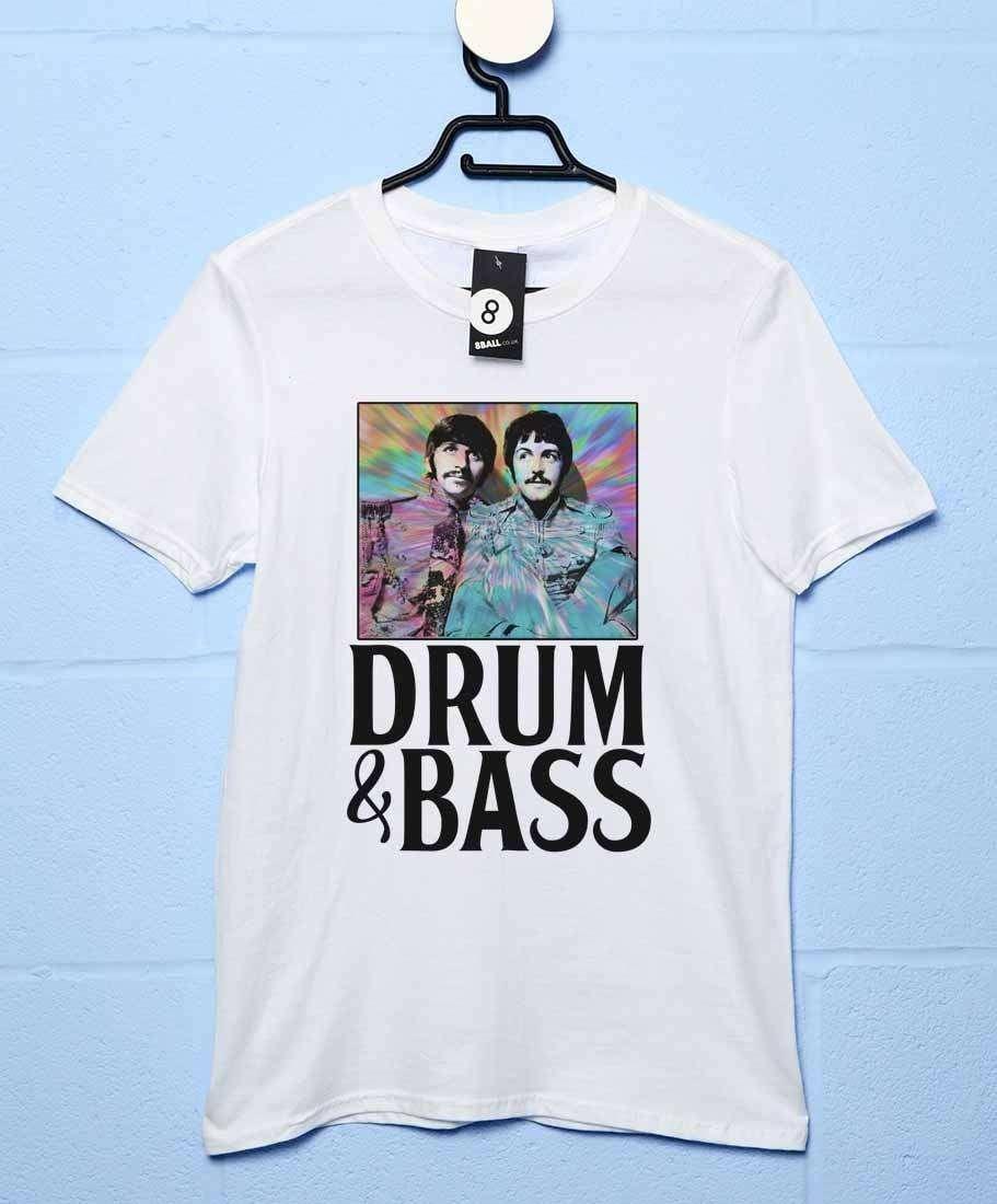 Men's Drum and Bass Ringo and Paul T-shirt by 8Ball Originals featuring a graphic of Ringo and Paul from the band.