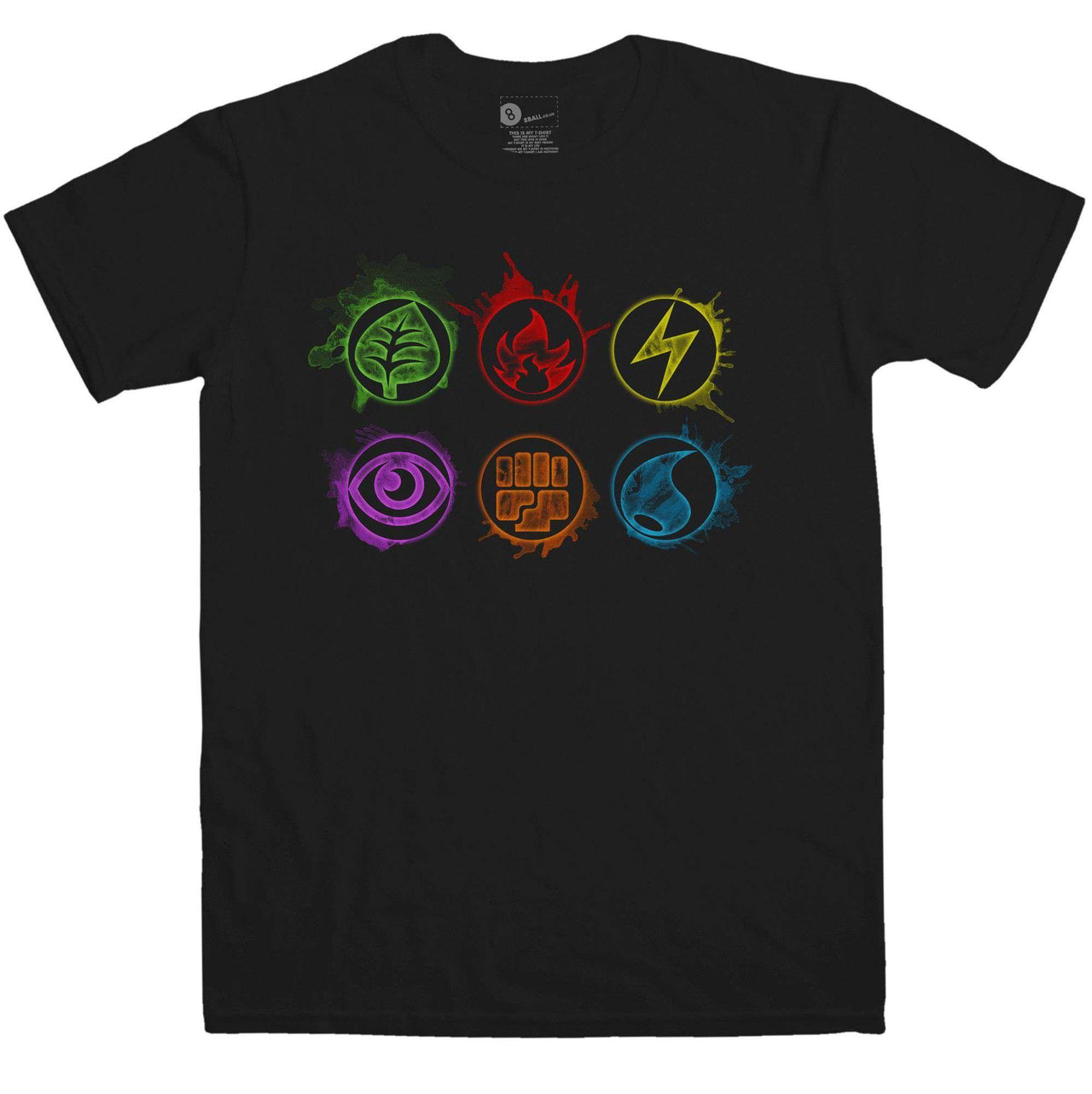 Energy Card Symbols Mens Graphic T-Shirt 8Ball