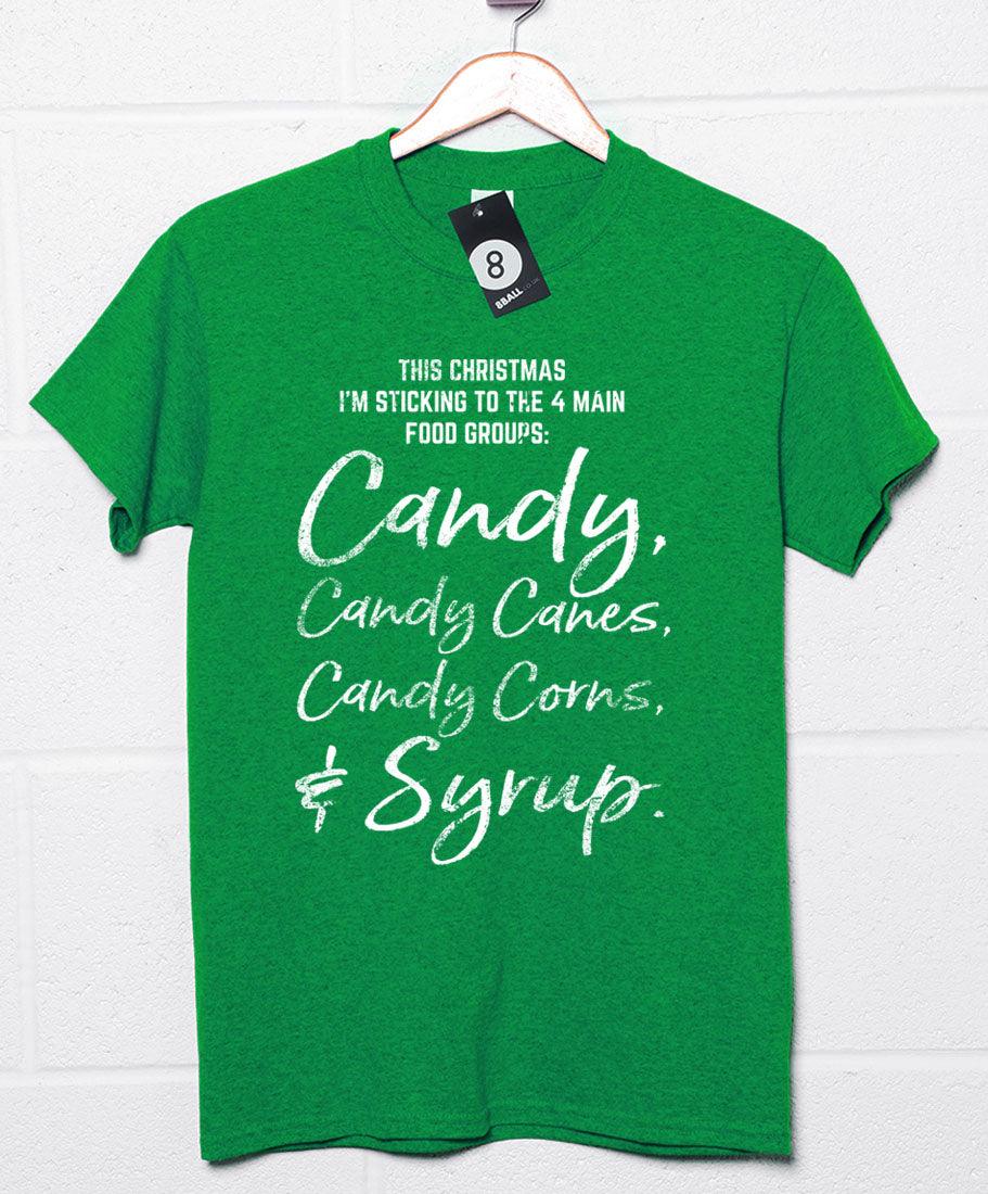 Four Main Food Groups Christmas Slogan T-Shirt For Men 8Ball