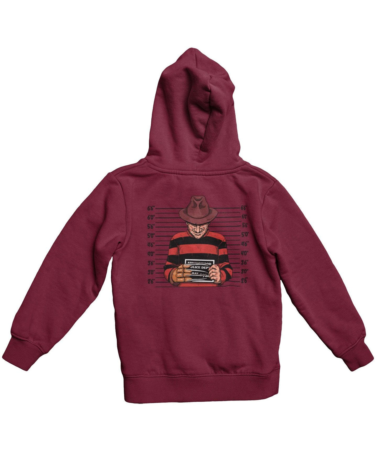 Freddy Krueger Mugshot Horror Film Tribute Adult Back Printed Hoodie For Men and Women 8Ball