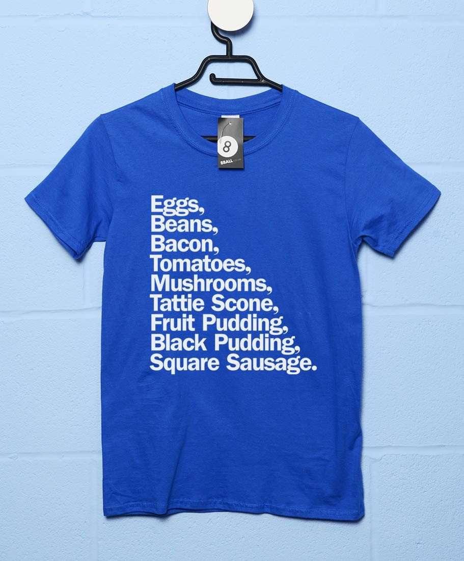 Full Scottish Breakfast List Mens Graphic T-Shirt 8Ball