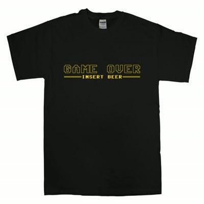 Game Over Insert Beer Mens T-Shirt 8Ball