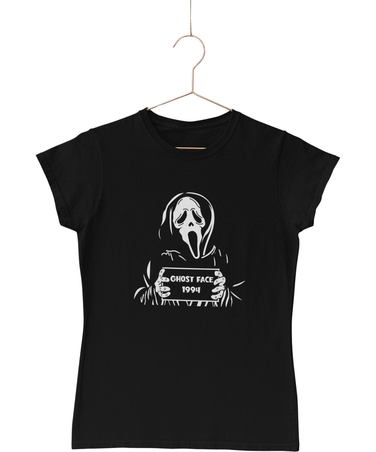Ghostface Mugshot Horror Film Tribute Womens Fitted T-Shirt 8Ball