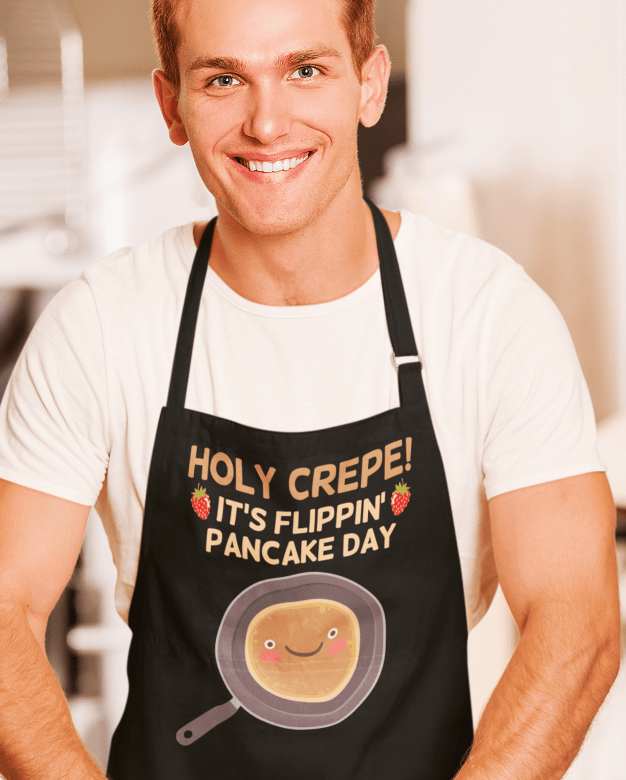 Holy Crepe It's Flippin Pancake Day Pancake Day Cotton Kitchen Apron 8Ball