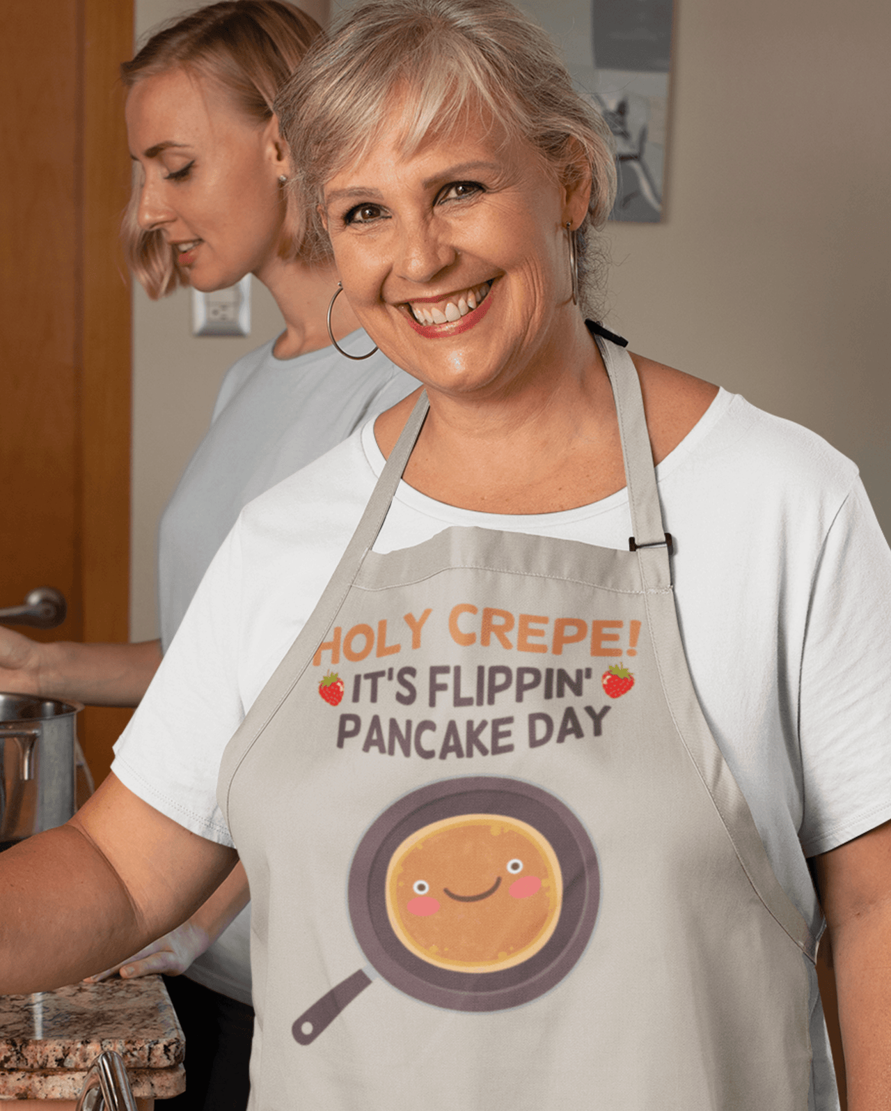 Holy Crepe It's Flippin Pancake Day Pancake Day Cotton Kitchen Apron 8Ball