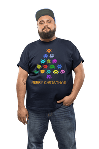 Thumbnail for Invaders Christmas Tree Adult for Men and Women Mens Graphic T-Shirt 8Ball