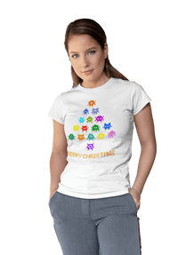 Thumbnail for Invaders Christmas Tree Womens T-Shirt 8Ball