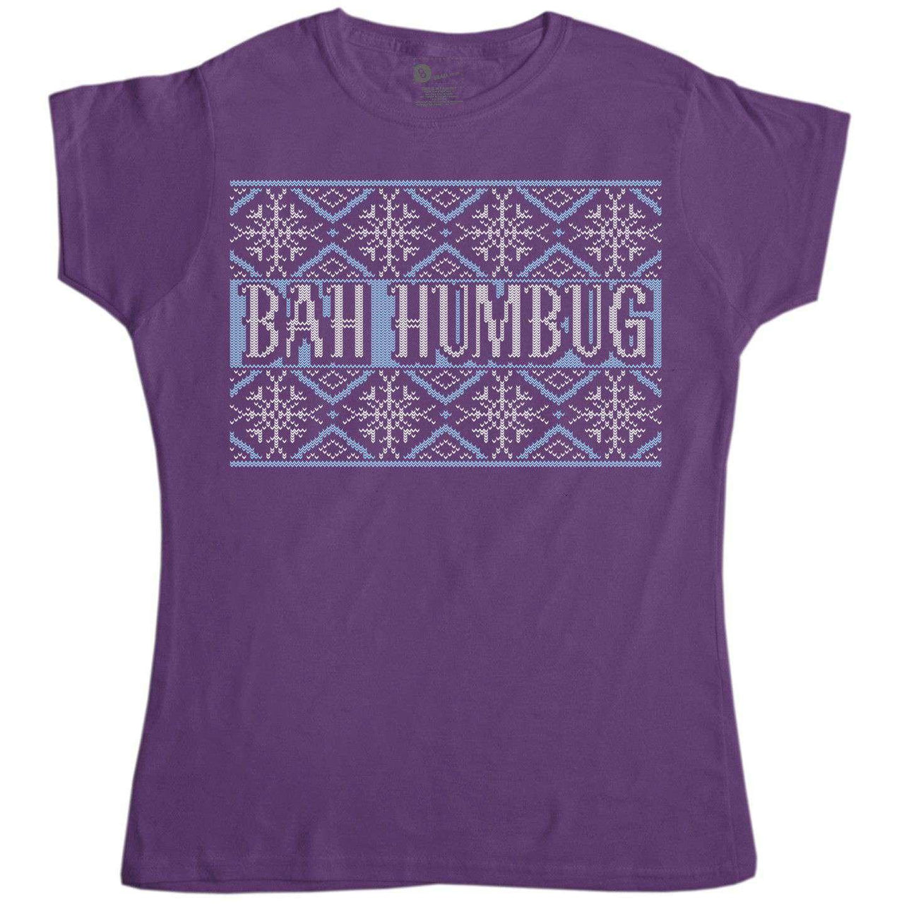 Knitted Jumper Style Bah Humbug Womens Fitted T-Shirt 8Ball