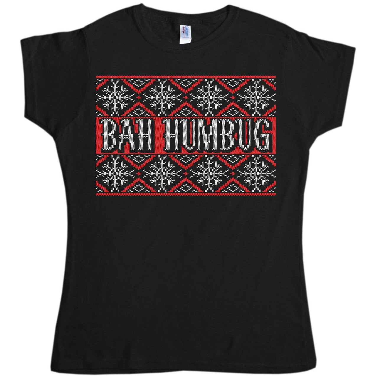 Knitted Jumper Style Bah Humbug Womens Fitted T-Shirt 8Ball