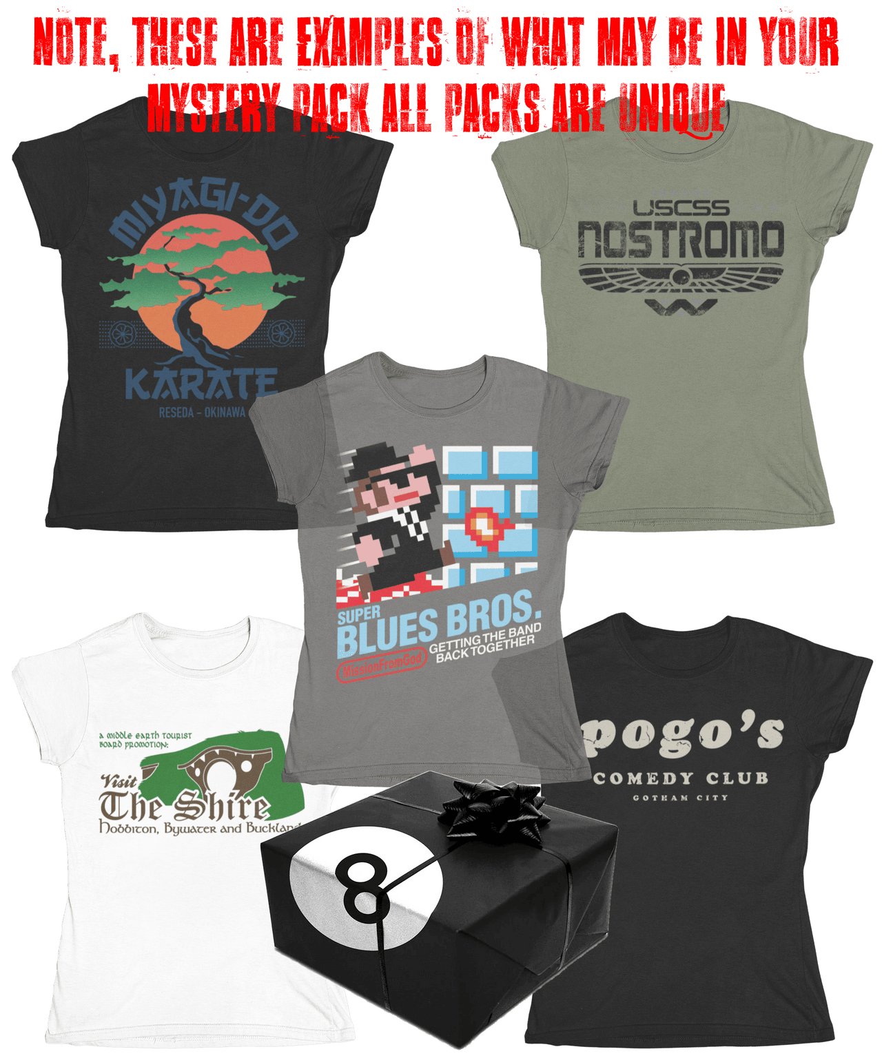 Ladies T-Shirt Mystery Box Pack of 5 8Ball