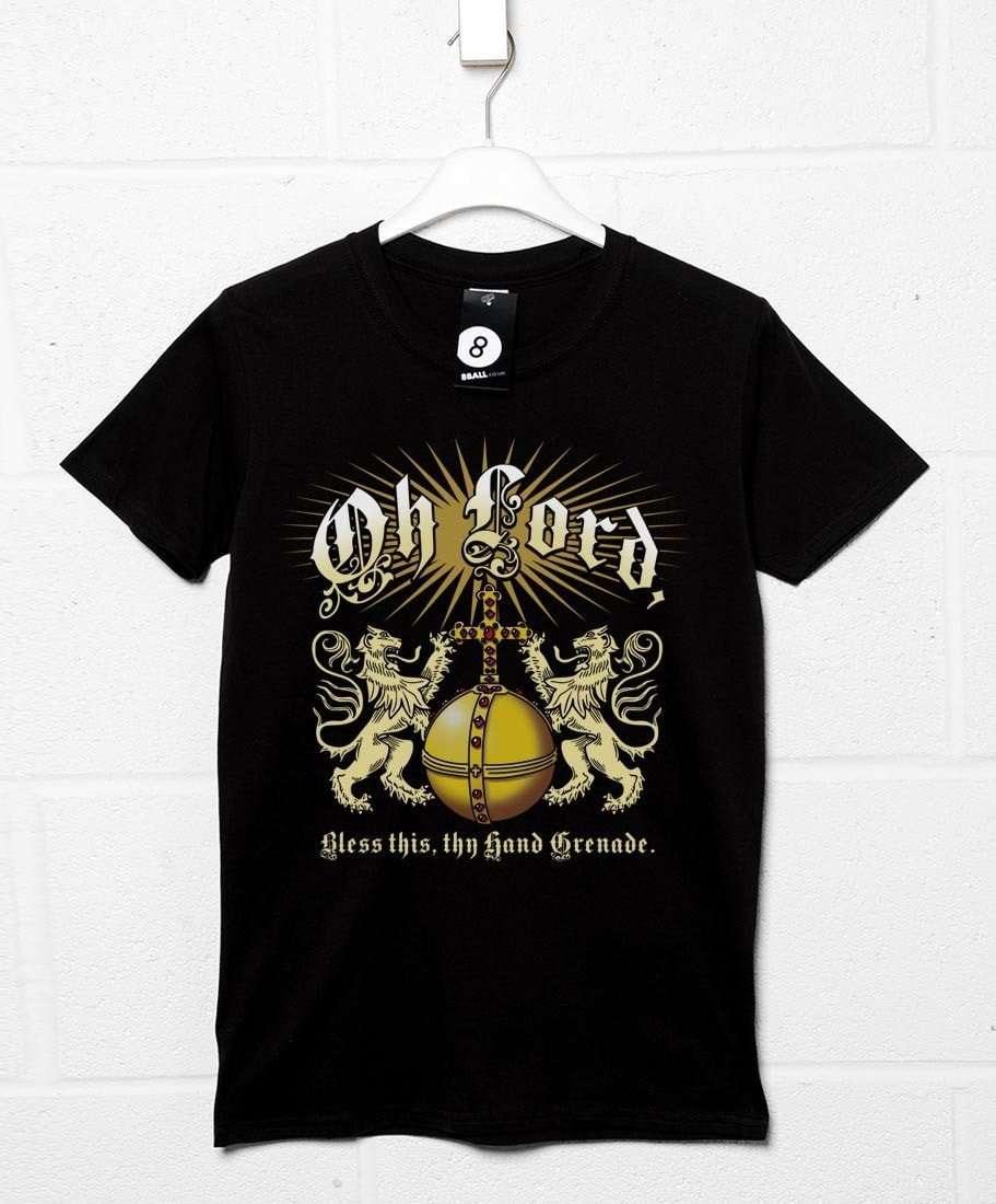 Lord Bless Thy Hand Grenade Mens Graphic T-Shirt, Inspired By The Holy Grail 8Ball