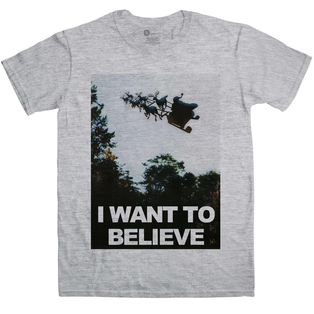 Mens Christmas I Want To Believe Graphic T-Shirt For Men 8Ball