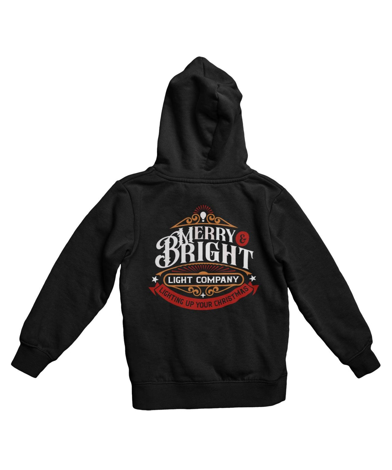 Merry Bright Light Company Colour Back Printed Christmas Hoodie For Men and Women 8Ball