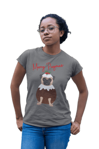 Thumbnail for Merry Pugmas Christmas Fitted Womens T-Shirt 8Ball