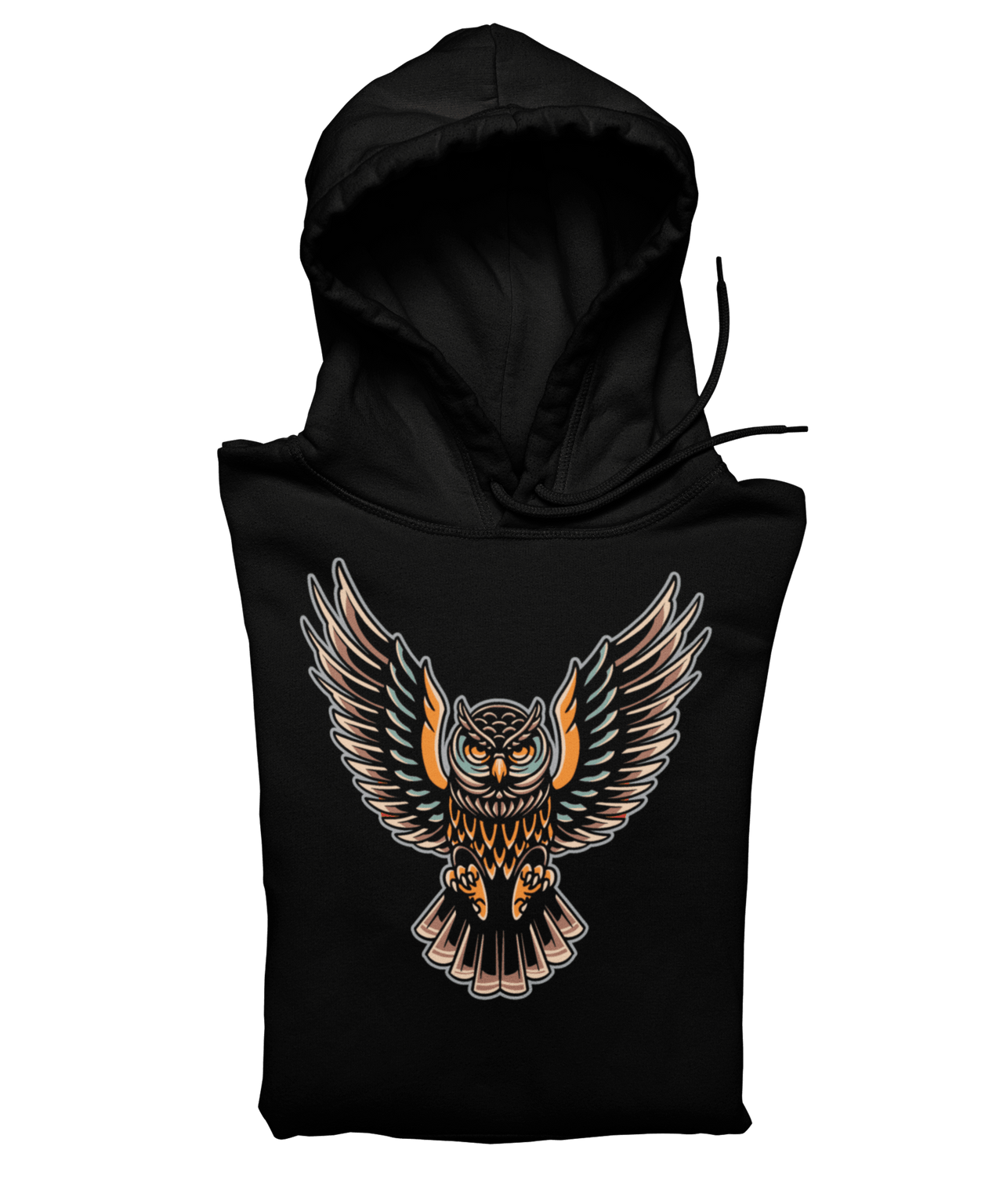 Owl Tattoo Design Adult Front Printed Graphic Hoodie 8Ball