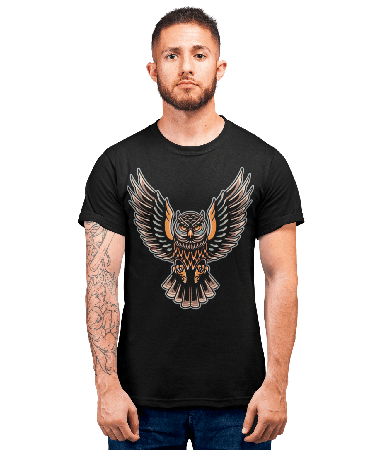 Owl Tattoo Design Adult Unisex T-Shirt For Men 8Ball