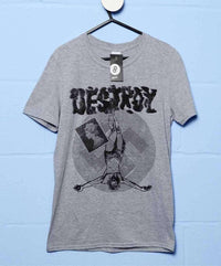 Thumbnail for Punk Destroy BnW Graphic T-Shirt For Men, Inspired By The Sex Pistols 8Ball