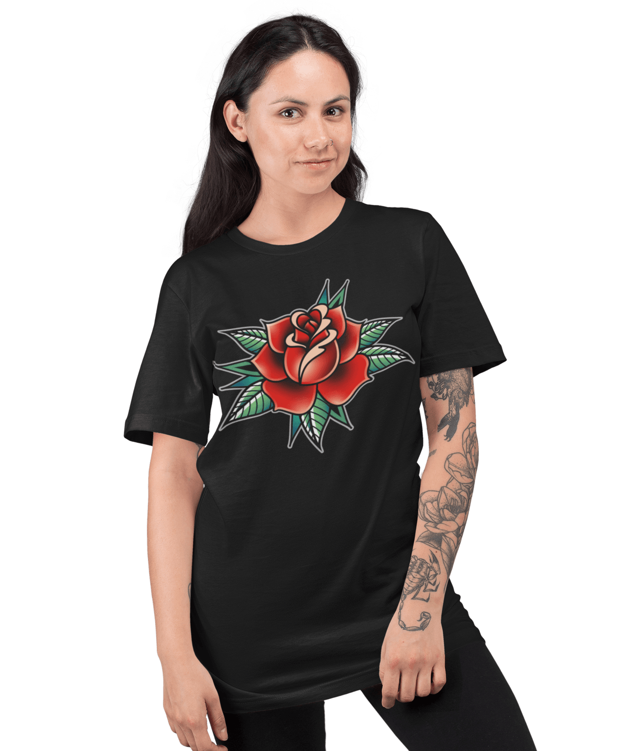 Rose Tattoo Design Adult Unisex Mens Graphic T-Shirt 8Ball
