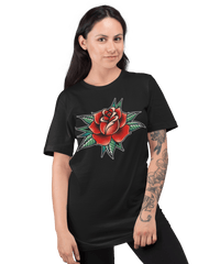 Thumbnail for Rose Tattoo Design Adult Unisex Mens Graphic T-Shirt 8Ball
