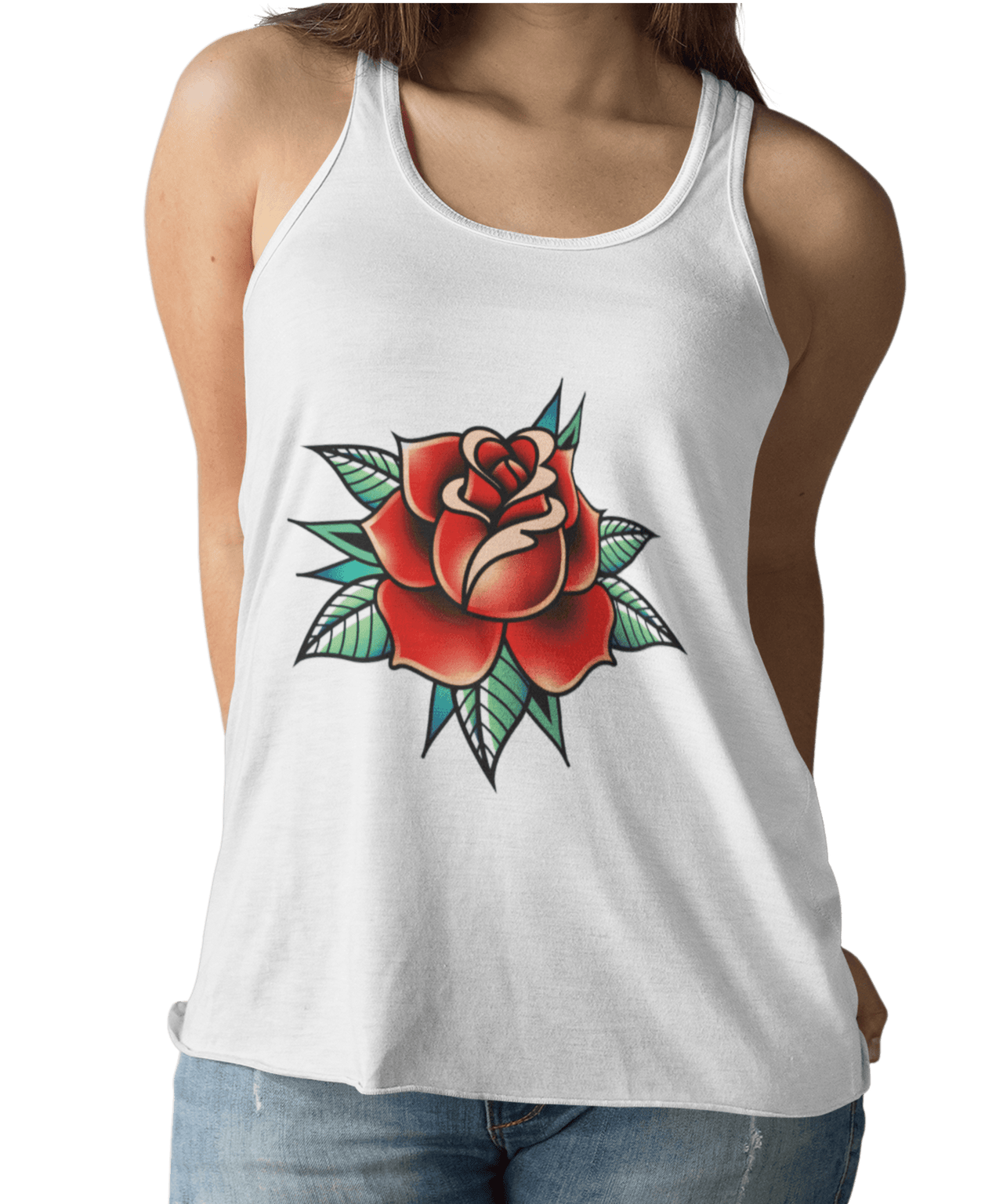 Rose Tattoo Design Adult Womens Vest Top 8Ball