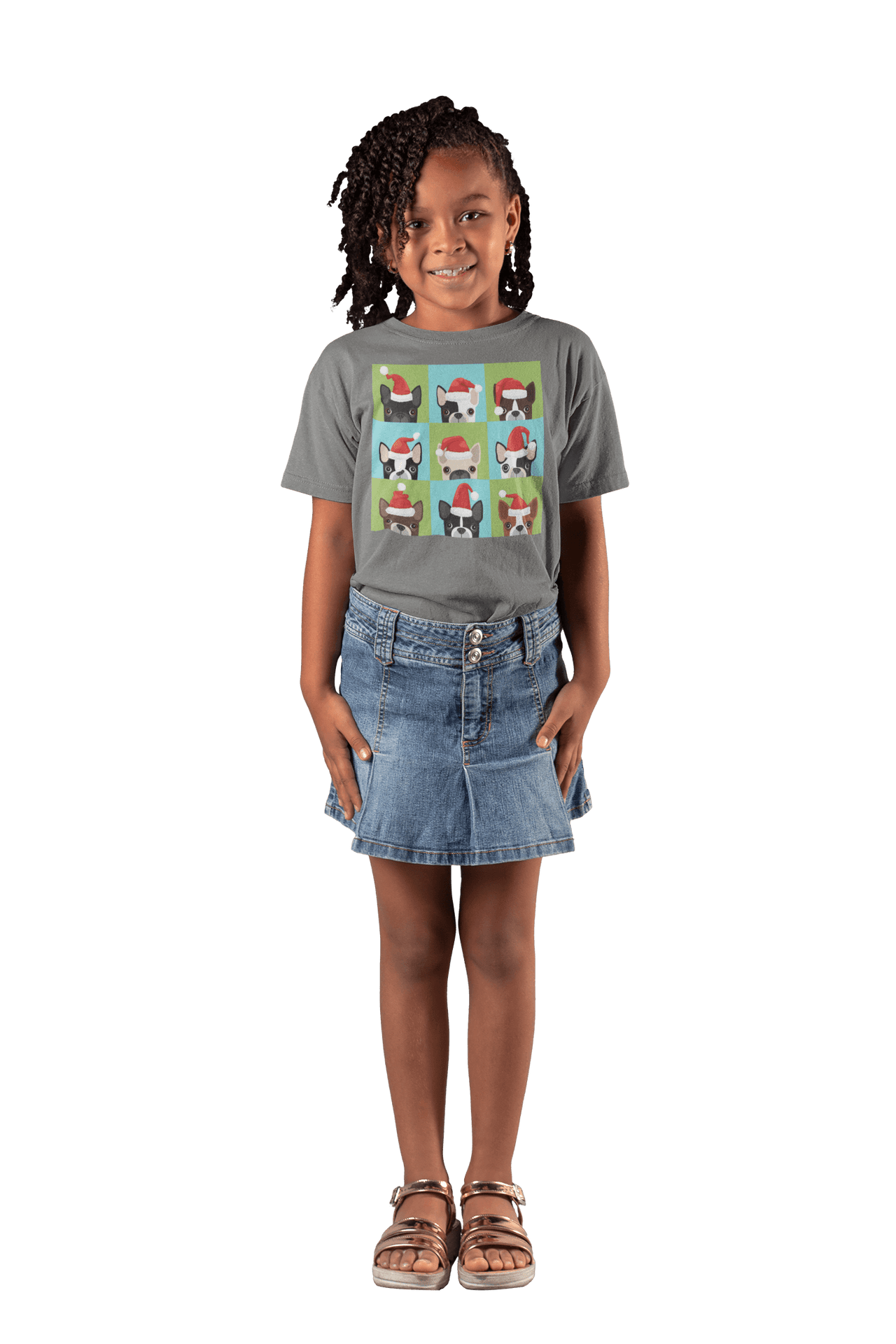 Santa Hat Pugs Christmas Kids T-Shirt 8Ball