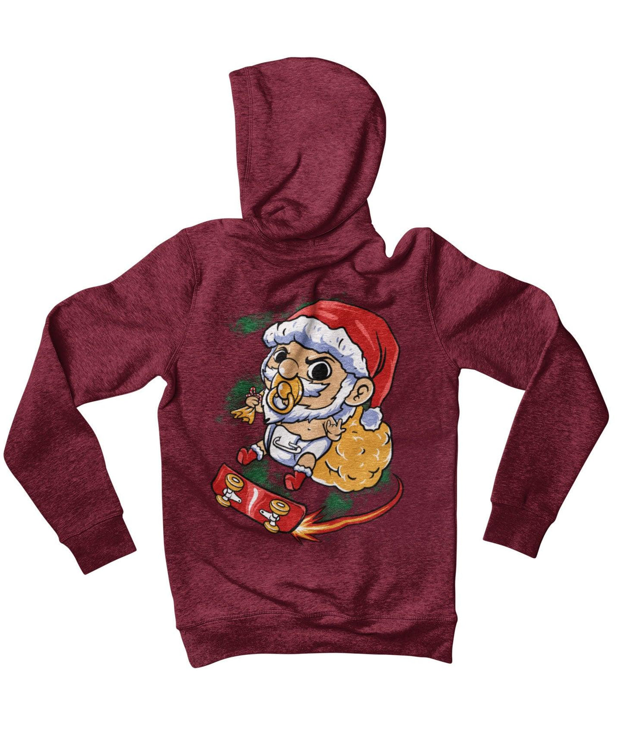 Skateboarding Baby Santa Back Printed Christmas Graphic Hoodie 8Ball