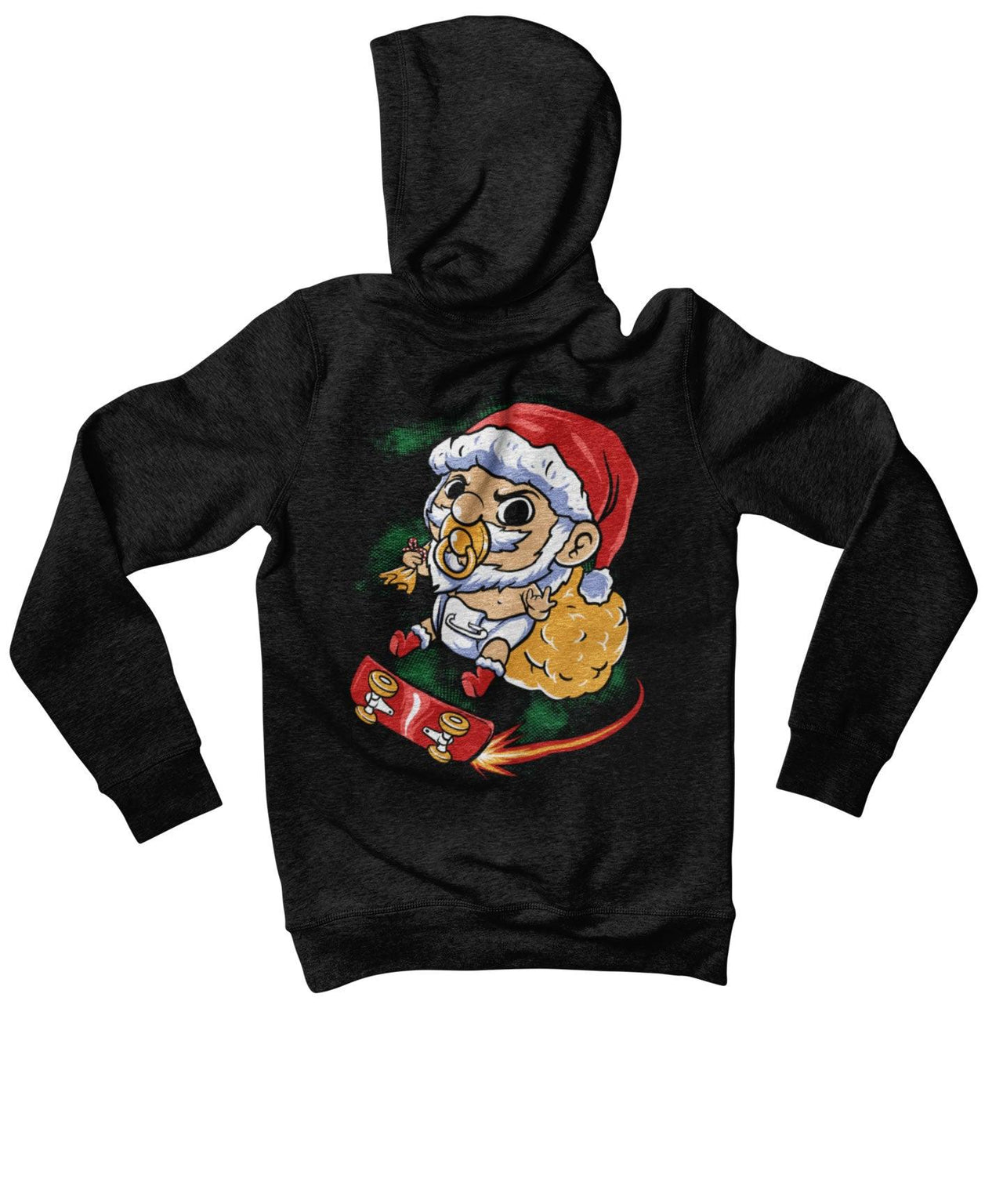 Skateboarding Baby Santa Back Printed Christmas Graphic Hoodie 8Ball