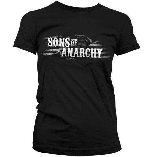 Sons Of Anarchy US Flag Text Logo T-Shirt for Women 8Ball