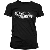 Thumbnail for Sons Of Anarchy US Flag Text Logo T-Shirt for Women 8Ball