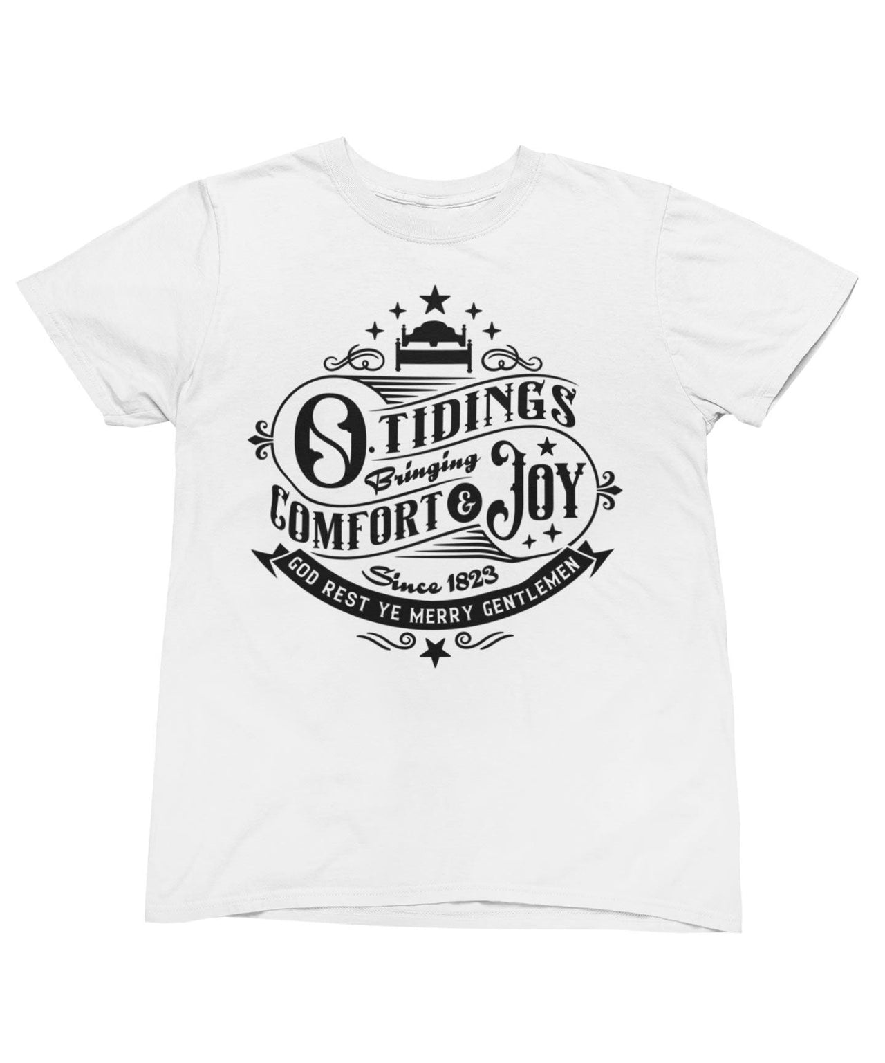 Tidings Of Comfort And Joy Mono Christmas Unisex Graphic T-Shirt For Men 8Ball