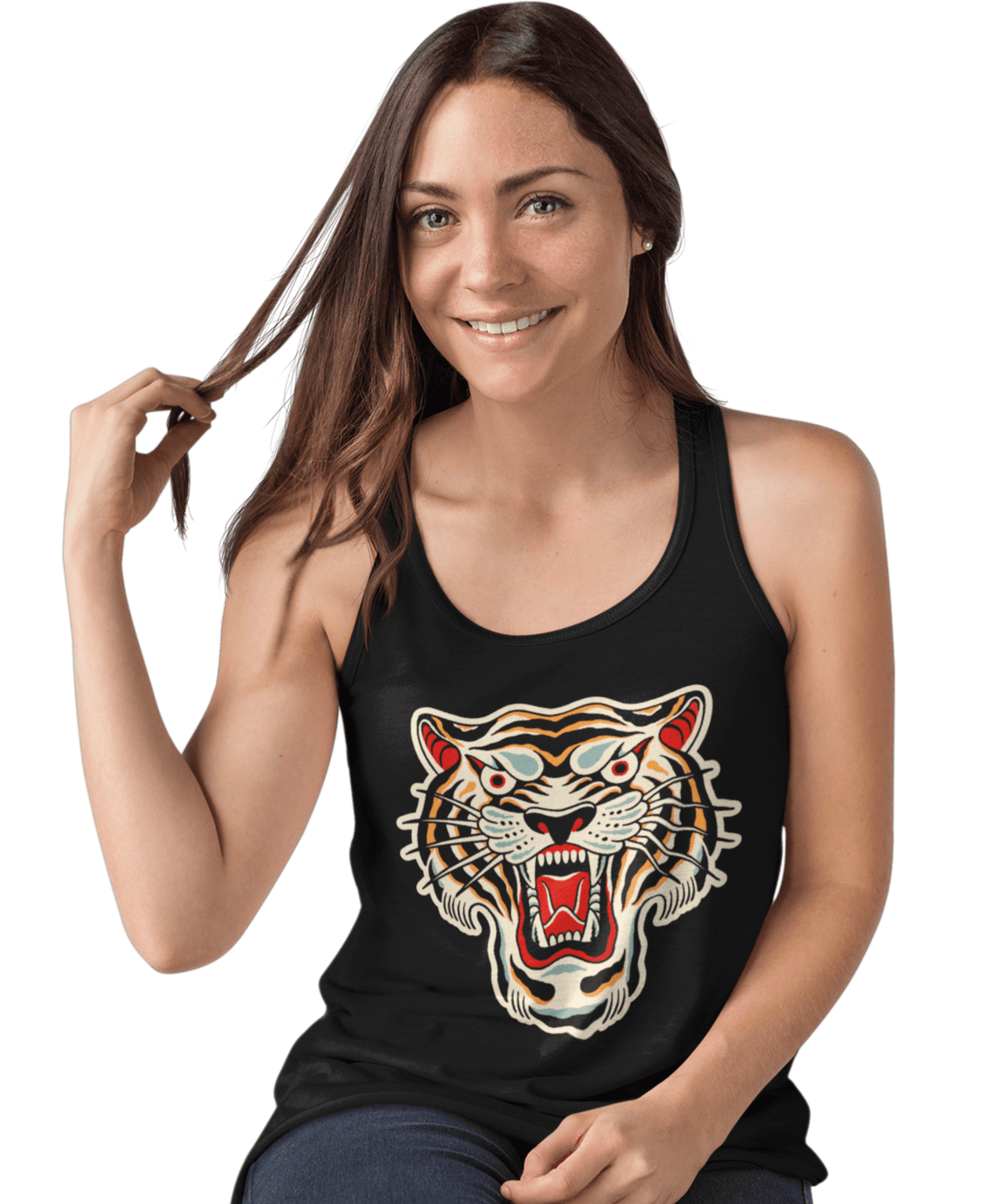 Tiger Tattoo Design Adult Womens Vest Top 8Ball